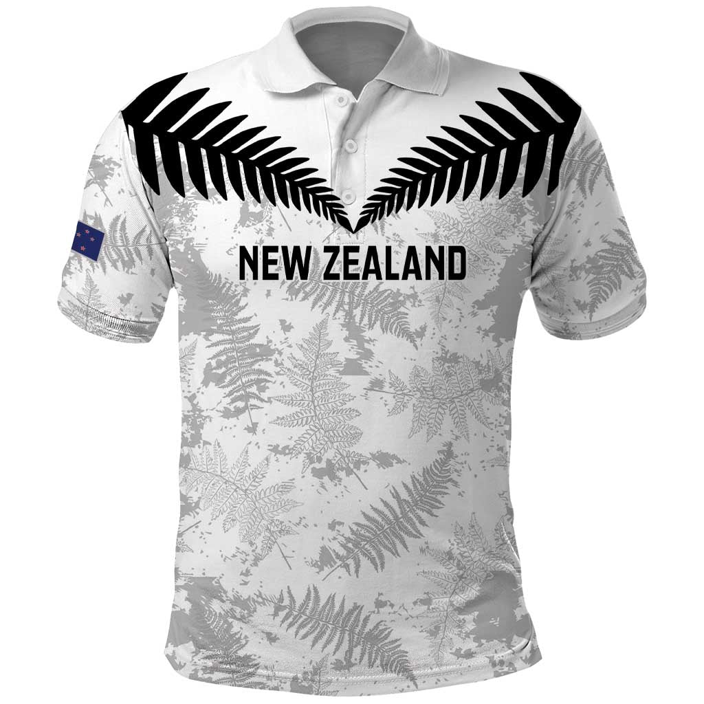 Custom New Zealand Silver Fern Football Polo Shirt Go Aotearoa Grunge White - Aussie Hoodie