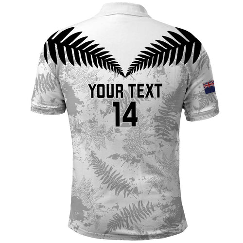 Custom New Zealand Silver Fern Football Polo Shirt Go Aotearoa Grunge White - Aussie Hoodie