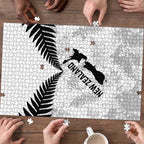 Custom New Zealand Silver Fern Football Puzzle Go Aotearoa Grunge White - Aussie Hoodie