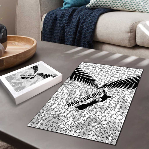 Custom New Zealand Silver Fern Football Puzzle Go Aotearoa Grunge White - Aussie Hoodie