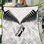 Custom New Zealand Silver Fern Football Quilt Go Aotearoa Grunge White - Aussie Hoodie