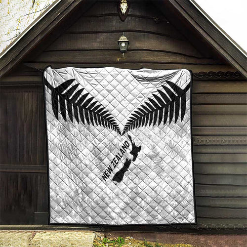 Custom New Zealand Silver Fern Football Quilt Go Aotearoa Grunge White - Aussie Hoodie