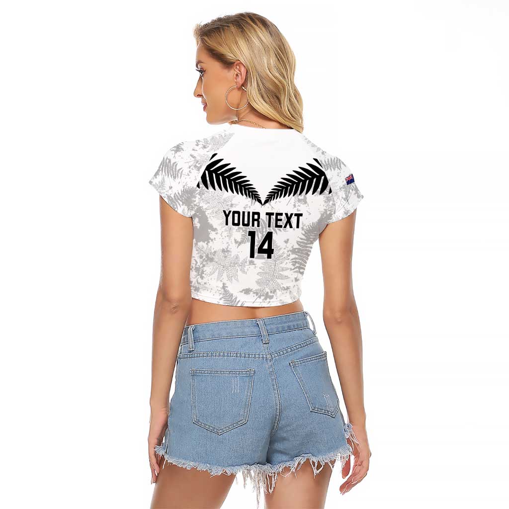 Custom New Zealand Silver Fern Football Raglan Cropped T Shirt Go Aotearoa Grunge White - Aussie Hoodie