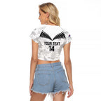 Custom New Zealand Silver Fern Football Raglan Cropped T Shirt Go Aotearoa Grunge White - Aussie Hoodie