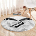Custom New Zealand Silver Fern Football Round Carpet Go Aotearoa Grunge White - Aussie Hoodie