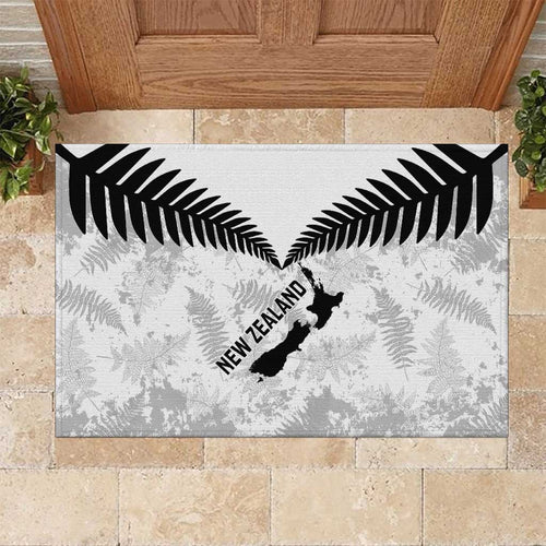 Custom New Zealand Silver Fern Football Rubber Doormat Go Aotearoa Grunge White - Aussie Hoodie