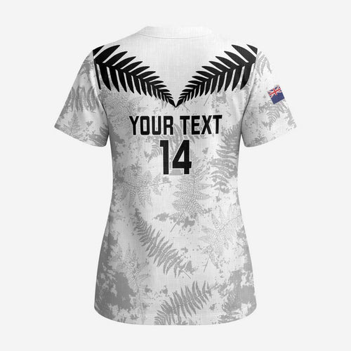 Custom New Zealand Silver Fern Football Scrub Top Go Aotearoa Grunge White - Aussie Hoodie