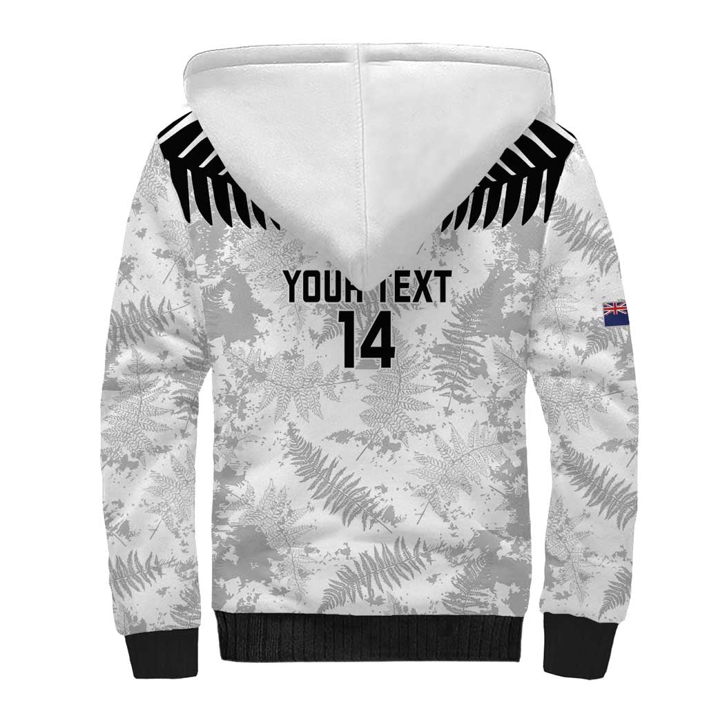 Custom New Zealand Silver Fern Football Sherpa Hoodie Go Aotearoa Grunge White - Aussie Hoodie