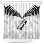 Custom New Zealand Silver Fern Football Shower Curtain Go Aotearoa Grunge White - Aussie Hoodie