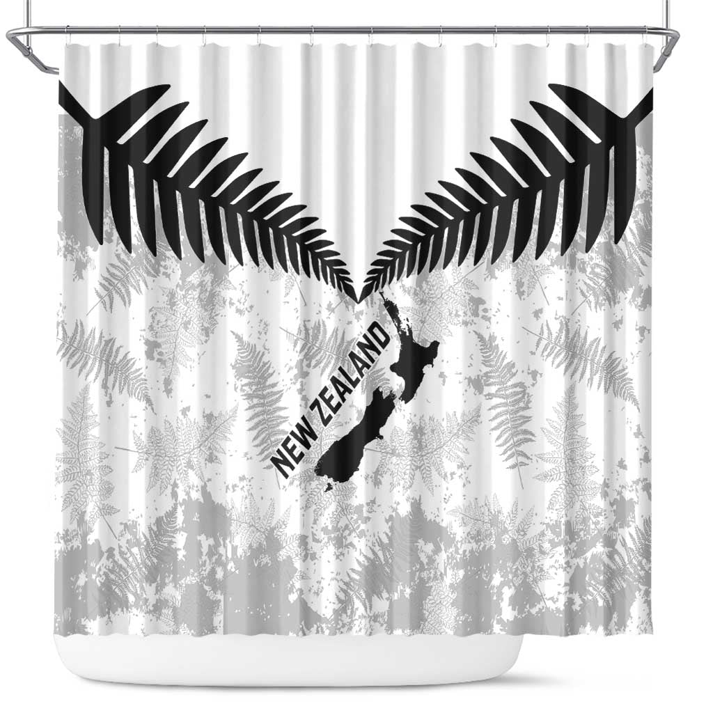 Custom New Zealand Silver Fern Football Shower Curtain Go Aotearoa Grunge White - Aussie Hoodie