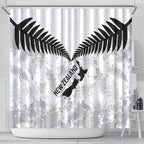 Custom New Zealand Silver Fern Football Shower Curtain Go Aotearoa Grunge White - Aussie Hoodie