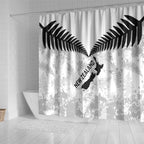 Custom New Zealand Silver Fern Football Shower Curtain Go Aotearoa Grunge White - Aussie Hoodie