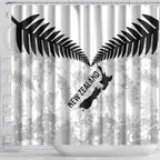 Custom New Zealand Silver Fern Football Shower Curtain Go Aotearoa Grunge White - Aussie Hoodie