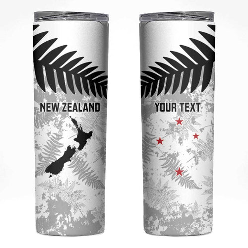 Custom New Zealand Silver Fern Football Skinny Tumbler Go Aotearoa Grunge White - Aussie Hoodie