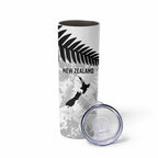 Custom New Zealand Silver Fern Football Skinny Tumbler Go Aotearoa Grunge White - Aussie Hoodie