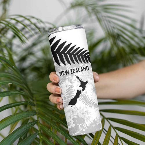 Custom New Zealand Silver Fern Football Skinny Tumbler Go Aotearoa Grunge White - Aussie Hoodie