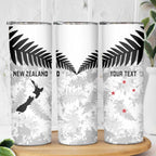 Custom New Zealand Silver Fern Football Skinny Tumbler Go Aotearoa Grunge White - Aussie Hoodie