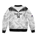 Custom New Zealand Silver Fern Football Sleeve Zip Bomber Jacket Go Aotearoa Grunge White - Aussie Hoodie