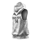 Custom New Zealand Silver Fern Football Sleeveless Hoodie Go Aotearoa Grunge White - Aussie Hoodie