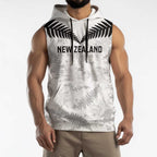 Custom New Zealand Silver Fern Football Sleeveless Hoodie Go Aotearoa Grunge White - Aussie Hoodie