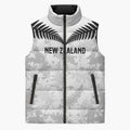 Custom New Zealand Silver Fern Football Sleeveless Puffer Jacket Go Aotearoa Grunge White - Aussie Hoodie