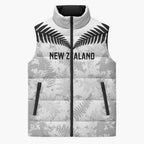 Custom New Zealand Silver Fern Football Sleeveless Puffer Jacket Go Aotearoa Grunge White - Aussie Hoodie