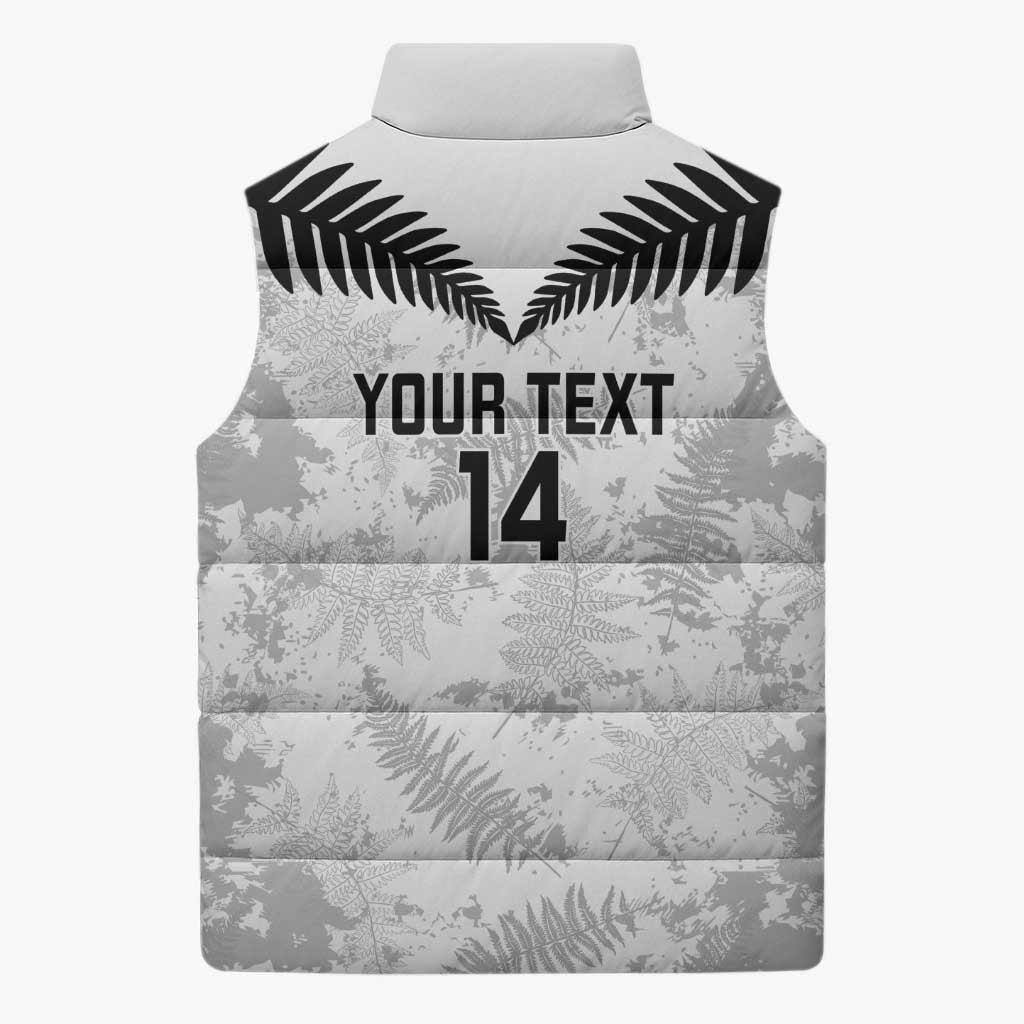Custom New Zealand Silver Fern Football Sleeveless Puffer Jacket Go Aotearoa Grunge White - Aussie Hoodie