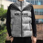 Custom New Zealand Silver Fern Football Sleeveless Puffer Jacket Go Aotearoa Grunge White - Aussie Hoodie