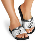 Custom New Zealand Silver Fern Football Slide Sandals Go Aotearoa Grunge White - Aussie Hoodie