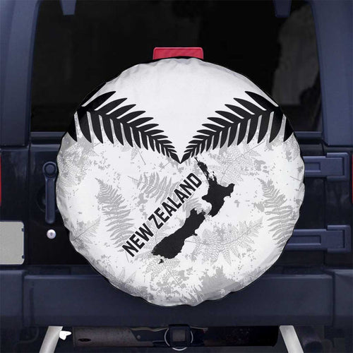Custom New Zealand Silver Fern Football Spare Tire Cover Go Aotearoa Grunge White - Aussie Hoodie