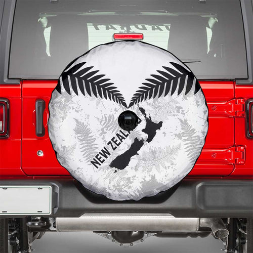 Custom New Zealand Silver Fern Football Spare Tire Cover Go Aotearoa Grunge White - Aussie Hoodie