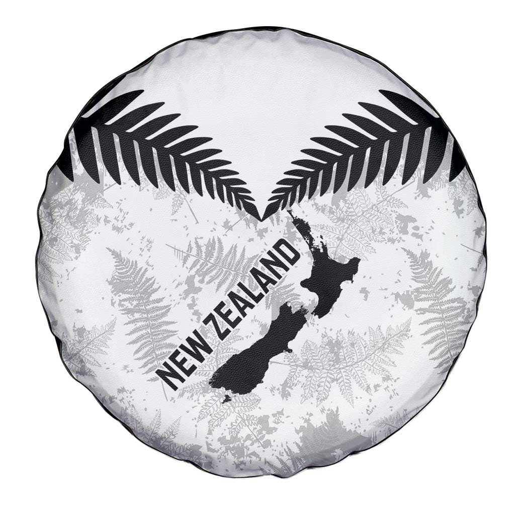 Custom New Zealand Silver Fern Football Spare Tire Cover Go Aotearoa Grunge White - Aussie Hoodie