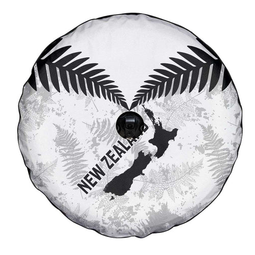 Custom New Zealand Silver Fern Football Spare Tire Cover Go Aotearoa Grunge White - Aussie Hoodie