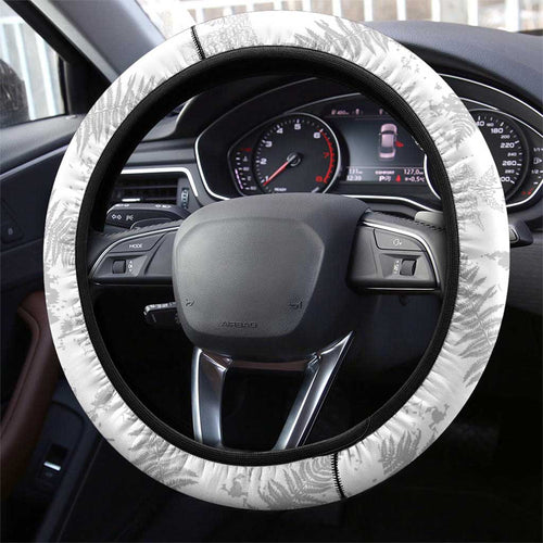 New Zealand Silver Fern Football Steering Wheel Cover Go Aotearoa Grunge White - Aussie Hoodie