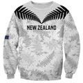 Custom New Zealand Silver Fern Football Sweatshirt Go Aotearoa Grunge White - Aussie Hoodie