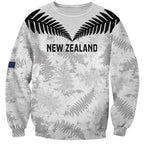 Custom New Zealand Silver Fern Football Sweatshirt Go Aotearoa Grunge White - Aussie Hoodie
