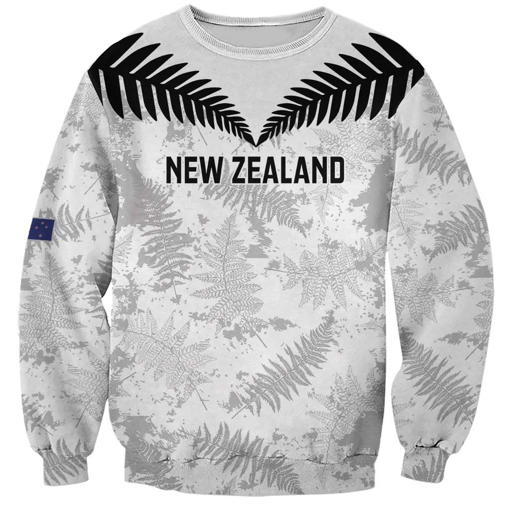 Custom New Zealand Silver Fern Football Sweatshirt Go Aotearoa Grunge White - Aussie Hoodie