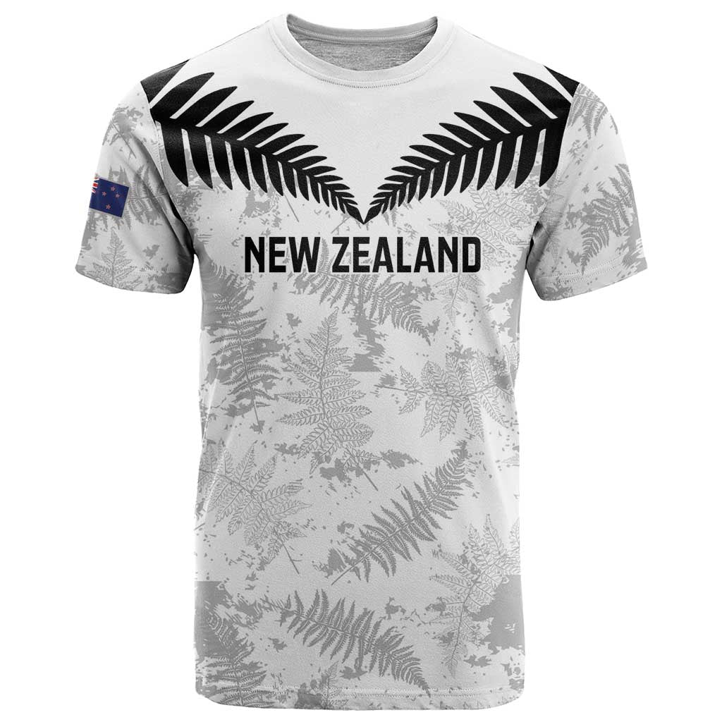 Custom New Zealand Silver Fern Football T Shirt Go Aotearoa Grunge White - Aussie Hoodie