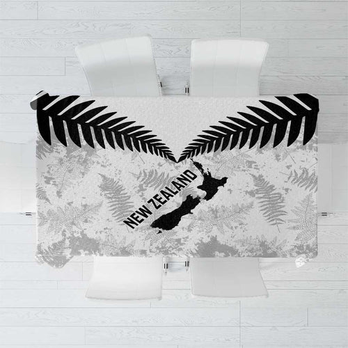 Custom New Zealand Silver Fern Football Tablecloth Go Aotearoa Grunge White - Aussie Hoodie