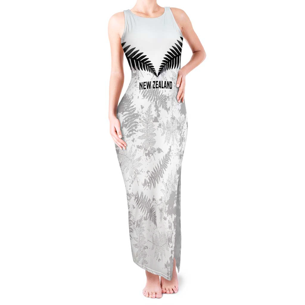 Custom New Zealand Silver Fern Football Tank Maxi Dress Go Aotearoa Grunge White - Aussie Hoodie