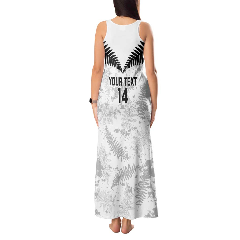 Custom New Zealand Silver Fern Football Tank Maxi Dress Go Aotearoa Grunge White - Aussie Hoodie