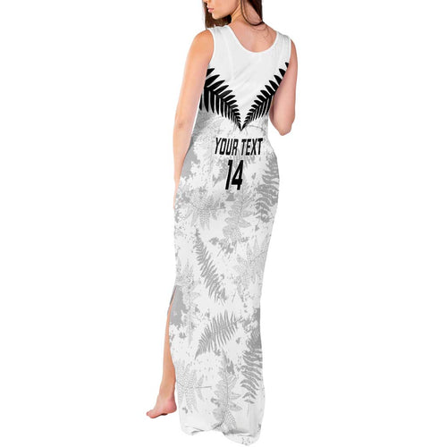 Custom New Zealand Silver Fern Football Tank Maxi Dress Go Aotearoa Grunge White - Aussie Hoodie