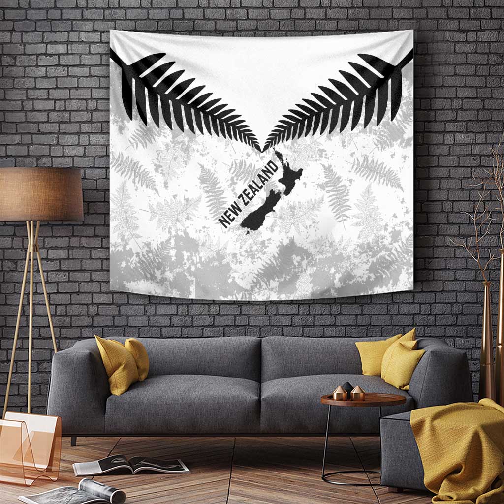 Custom New Zealand Silver Fern Football Tapestry Go Aotearoa Grunge White - Aussie Hoodie