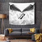 Custom New Zealand Silver Fern Football Tapestry Go Aotearoa Grunge White - Aussie Hoodie