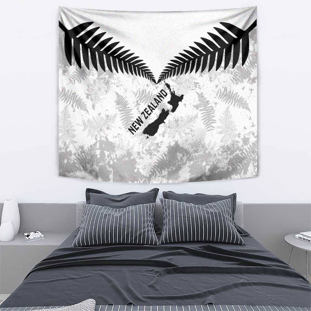 Custom New Zealand Silver Fern Football Tapestry Go Aotearoa Grunge White - Aussie Hoodie