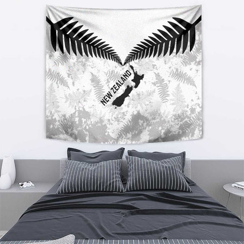 Custom New Zealand Silver Fern Football Tapestry Go Aotearoa Grunge White - Aussie Hoodie
