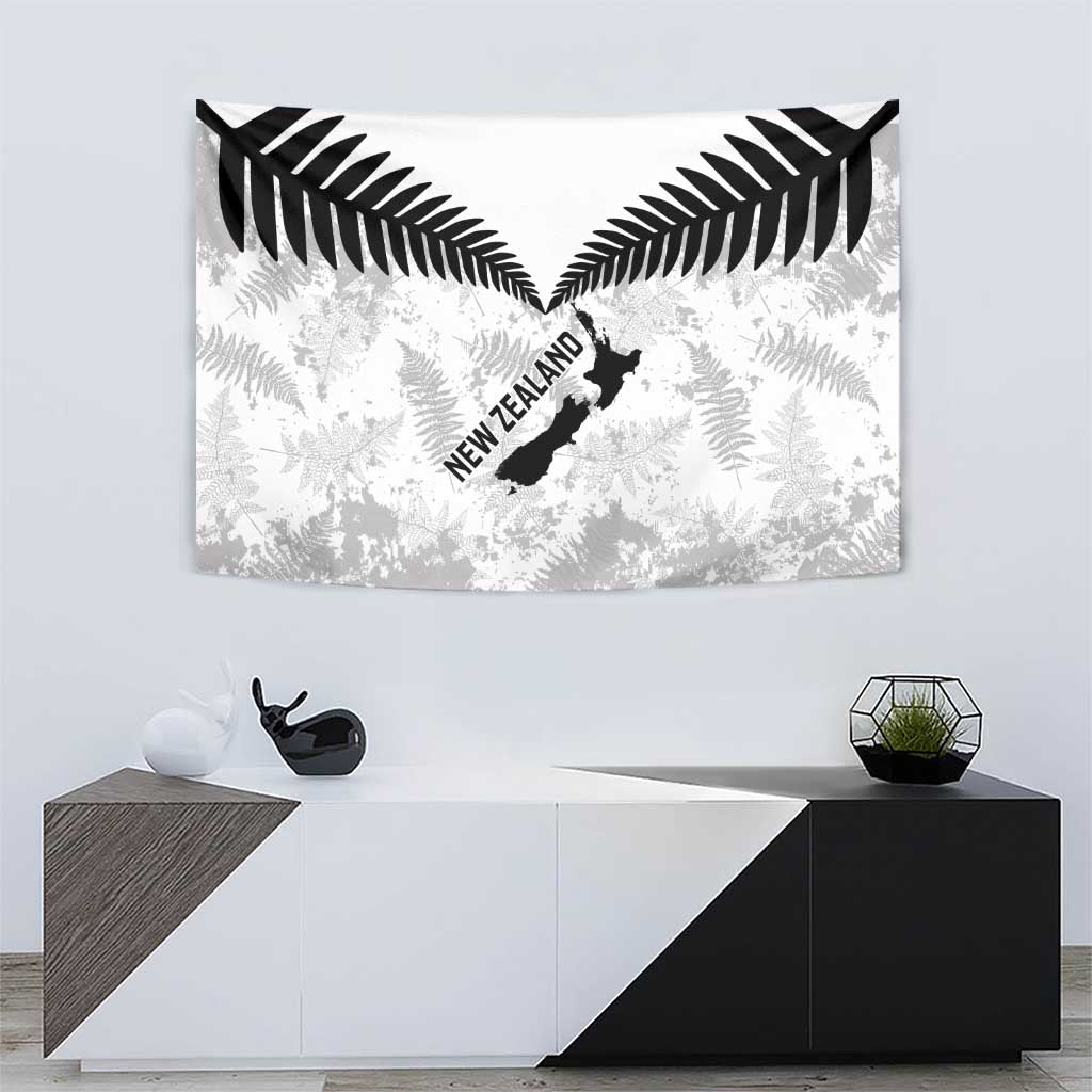 Custom New Zealand Silver Fern Football Tapestry Go Aotearoa Grunge White - Aussie Hoodie