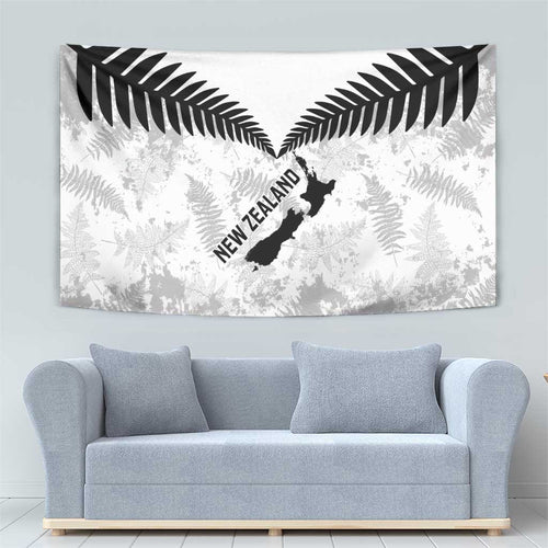 Custom New Zealand Silver Fern Football Tapestry Go Aotearoa Grunge White - Aussie Hoodie