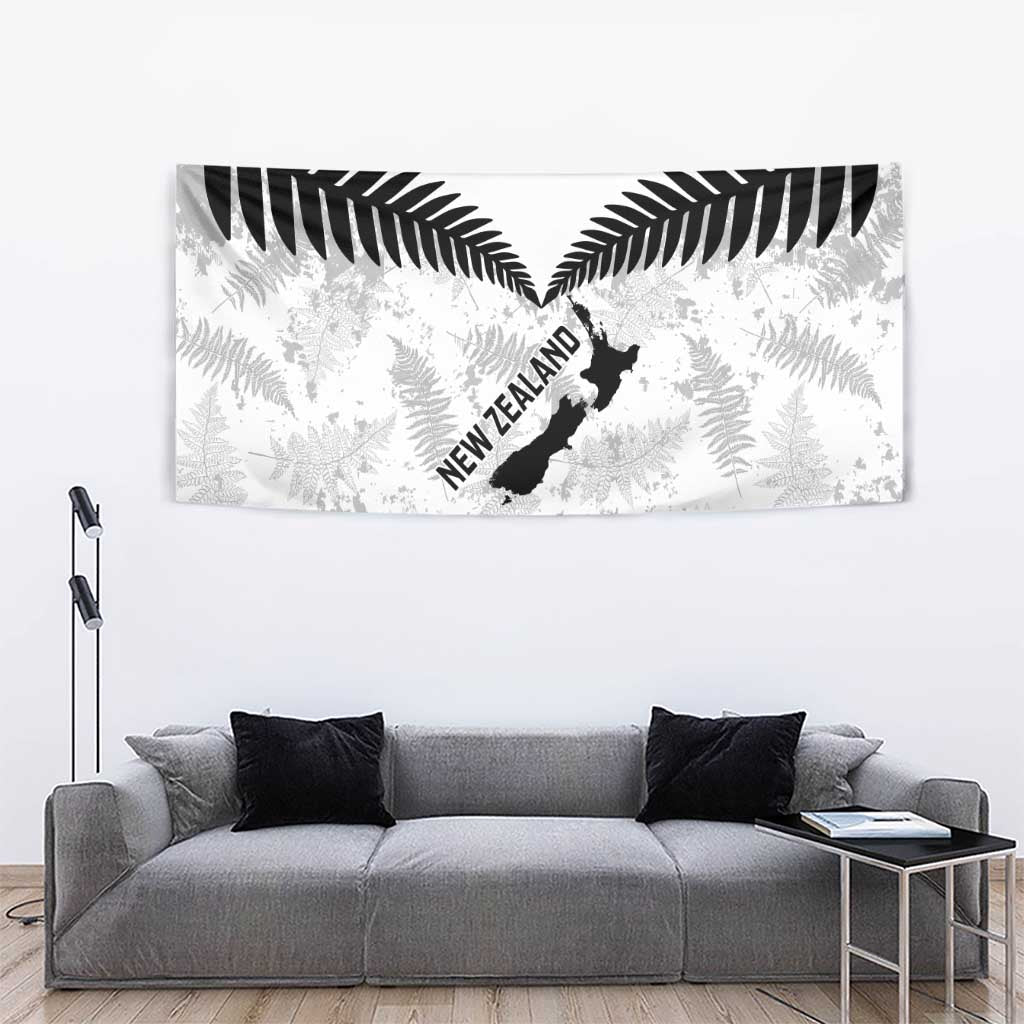 Custom New Zealand Silver Fern Football Tapestry Go Aotearoa Grunge White - Aussie Hoodie