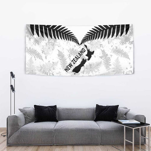 Custom New Zealand Silver Fern Football Tapestry Go Aotearoa Grunge White - Aussie Hoodie